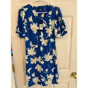 NWT Tommy Bahama Blue Floral Dress Size 4 Spring Summer Vacation V Neck $99